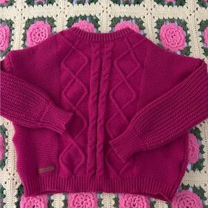 Simply Southern Fuchsia Cable Knit Sweater